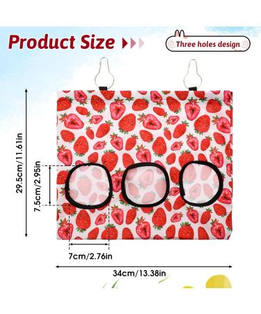 Jeffdad Rabbit Hay Feeder Hanging Hay Feeder Guinea Pig Hay Bag Rabbit Feeder Storage Bag for Rabbits Chinchillas Hamsters Rats and Other Small Pets (3 Hole strawberry) - Buy Online on GoSupps.com