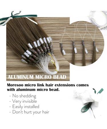 Moresoo Microring Extensions - Real Hair 40 cm Micro Loop - Ombre Dark Brown to Light Brown - 50g 50 Pieces Remy Cold Fusion #3/8/22 - Buy Online on GoSupps.com