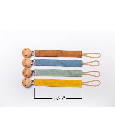 Organic Cotton Pacifier Clips - 4 Pack | Universal Fit for Most Pacifiers | Gender-Neutral Soother Leash with Clip - Buy Online on GoSupps.com