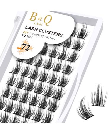 Cluster lashes 72 Clusters B&Q Lash Clusters D Curl Individual Cluster Lashes Natural Eyelash Clusters DIY Lash Extensions Soft Fluffy Cluster Eyelash Extensions (UK-FD-B41-D-12) D-12 mm B 41