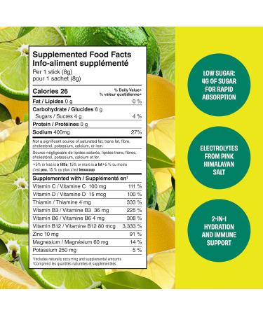 Hydration Replenisher Replacement Stick Packets | Essential Rapid Hydration & More | Made in Canada | Lemon Lime | 24 Packets - Buy Online on GoSupps.com