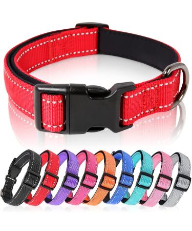 Heele dog collar dog collar made of nylon reflective collar dog with soft neoprene padded for puppies small medium large dogs red S: L ng 26-38cm (1 Pack) red