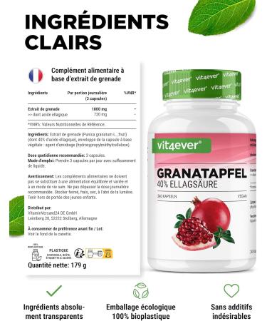 Pomegranate Extract - 240 Vegan Capsules - Premium Natural Extract with 40% Ellagic Acid - High Dosed - Vegan - Buy Online on GoSupps.com