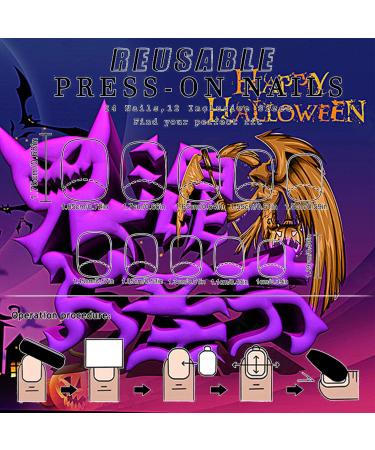 Shop 24pcs Halloween Press On Nails - Ghost Face Bats & Spider Web Designs | Glossy Gel Glue False Nails for Women & Girls - Buy Online on GoSupps.com
