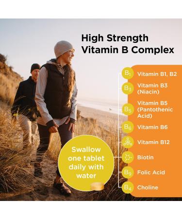 Healthspan High Strength Vitamin B Complex (120 Tablets) - Supports Brain, Heart & Immune Health | Vegan Formula with Choline | Reduce Fatigue - Buy Online on GoSupps.com
