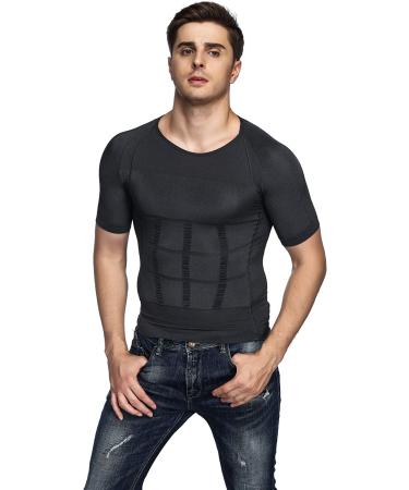 Odoland Men's Slimming Shirt Tummy Vest Thermal Compression Base Layer - Dark Gray, Large - Buy Online on GoSupps.com