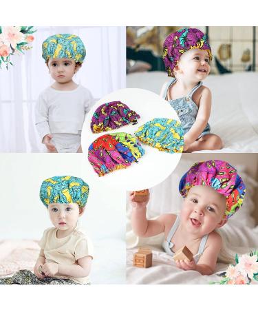 3 Pack Kids Satin Bonnets - Adjustable Silk Sleeping Cap for Toddler Child Baby - Fun Prints - Shower & Night Hat - Buy Online on GoSupps.com
