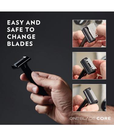 Premium OneBlade Core Razor Set with Stand and 10 Feather Blades | Smoothest Shave for Men | Ideal for Sensitive Skin | Safety Razor for Close Shave - Buy Online on GoSupps.com