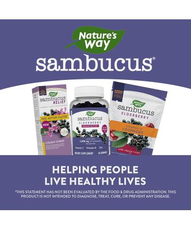 Nature's Way Sambucus Relief Kid's Cough Syrup - African Geranium, Elderberry, Vitamin C & Zinc 8 Oz - Buy Online on GoSupps.com