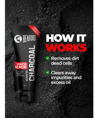 Beardo Activated Charcoal Face Scrub - Deep Pore Cleaning for Men | Anti-Pollution Acne Prone Skin | 100 gm - Buy Online on GoSupps.com