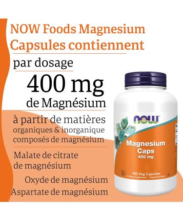 Now Foods Magnesium Caps 400 mg 180 Vegan Caps Lab Tested Minerals Gluten Free Soy Free Vegetarian - Buy Online on GoSupps.com