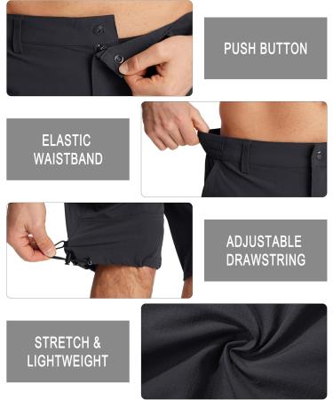 Magcomsen Men's 3/4 Fast-Drying Outdoor Shorts - Lightweight Summer Capri Pants Breathable Hiking Bermuda Shorts 7 Pockets Stretch Bike Pants - Black - Buy Online on GoSupps.com