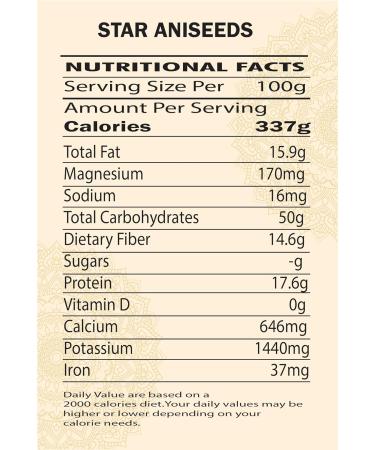 Premium Quality Star Anise Seeds - 100g | Natural, Vegan, Non GMO | No Additives or Preservatives - Buy Online on GoSupps.com