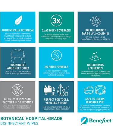 Benefect Botanical Disinfecting Wipes - (250 Wipe Count) Natural  No Residue - Antibacterial Disinfectant  Multi-Surface Cleaning and Sanitizing Wipes 250 Count (Pack of 1) - Buy Online on GoSupps.com