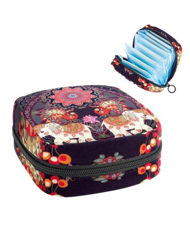 Women's bonds Storage pockets Stillpad holder elephant flower geometry pattern portable period kit pocket feminine product bag for women girl color3