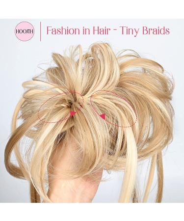 Messy Bun Hair Piece - HOOJIH 2 Pack Wavy Updo Extensions for Women & Girls - Blonde Mixed - Buy Online on GoSupps.com