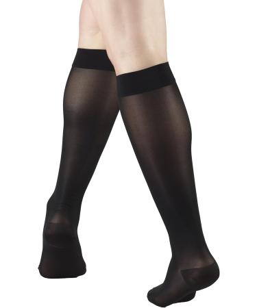 Truform Sheer Compression Stockings for Women - 15-20 mmHg Knee High 20 Denier Black Small (Pack of 2) - International Shipping Available - Buy Online on GoSupps.com
