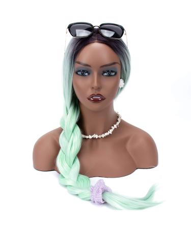 A1 Pacific Mannequin PVC Manikin Head Realistic Mannequin Head Bust Wig Mask Stand for Wigs Display Making Styling PMH-DE (16.5 Inches, Tanned) 16.5 Inch (Pack of 1) Tanned