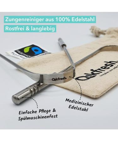 Qikfresh 100% Stainless Steel Tongue Cleaner (2-Pack) | Durable Bad Breath Solution | Fairtrade Cotton Travel Bags | Oral Hygiene for All Ages - Buy Online on GoSupps.com