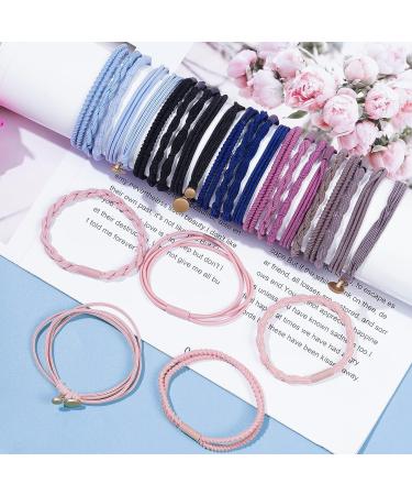 Hoyuwak 28Pcs Hair Ties Bracelets for Women & Girls - No Damage, 5 Styles, 6 Colors - Perfect for Fine & Thick Hair - Buy Online on GoSupps.com