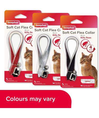 Beaphar Soft Flea Collar for Cats Kills Fleas For up to 4 Months Veterinary Medicine Adjustable With Safety Mechanism For Cats From 12 Weeks of Age 1 x Glitter Collar Colours May Vary - Buy Online on GoSupps.com
