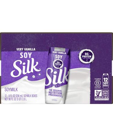 Silk Shelf-Stable Soy Milk Singles Very Vanilla 8 oz, Pack of 12 - Dairy-Free, Vegan, Non-GMO Project Verified - Buy Online on GoSupps.com