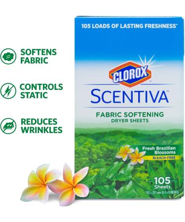 Scentiva Fabric Softening Dryer Sheets - Fresh Brazilian Blossoms Scent | 105 Count Pack (2) | Laundry Softener for Fresh & Clean Clothes - Buy Online on GoSupps.com