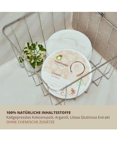 Tropicana Natural Coconut Hair Mask 250g | Multi-Nutrients and Vitamins | Organic Coconut Oil Argan Oil Litsea Glutinosa Extract | Repair Damaged Hair and Fight Dandruff | Natural Cosmetics - Buy Online on GoSupps.com