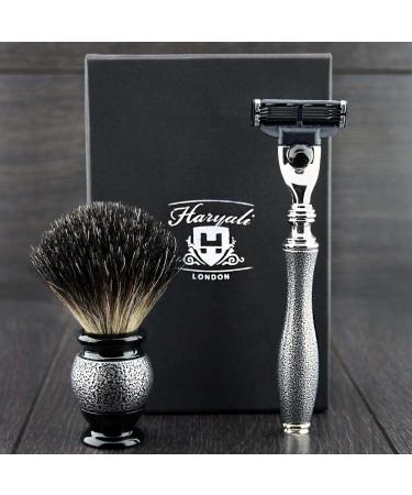 3 Edge Shaving Razor & Black Badger Hair Brush - Ultimate Men's Shaving Kit for a Perfect Shave - Buy Online on GoSupps.com