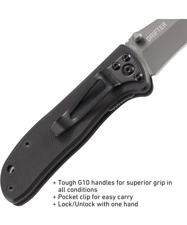 CRKT Drifter EDC Folding Pocket Knife - Gray Ti Nitride Blade, Thumb Stud Opening, Black G10 Handle - Everyday Carry - Pocket Clip - 6450K - Buy Online on GoSupps.com
