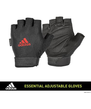 adidas Essential Adjustable Fingerless Gloves - Red Large | Padded Weight Lifting Gloves for Men and Women - Buy Online on GoSupps.com