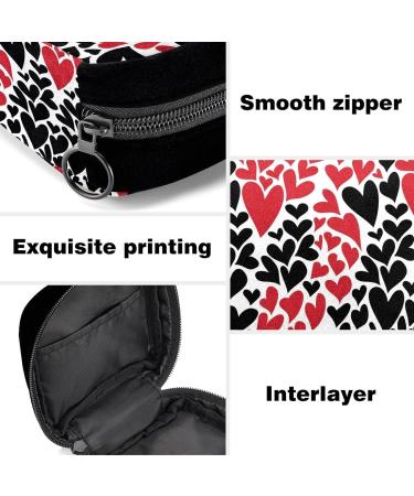 GIAPB Period Bag - Sanitary Napkin Storage & Makeup Pouch, Black & Red Hearts - 1698 - Buy Online on GoSupps.com