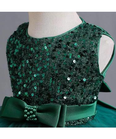 Miipat Baby Girl Tulle Sequin Princess Dress | Sleeveless Formal Party Dress for Flower Girls | 4-5 Years | Green - Buy Online on GoSupps.com