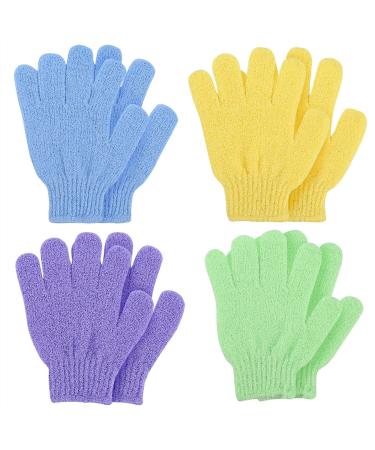 ONGHAHYIS Shower Scrubbing Mitt 4 Pairs Five-Finger Shower Exfoliating Bath Gloves Nylon Shower Gloves Body Scrubber Exfoliator Cleaning Gloves Bathroom Brushes