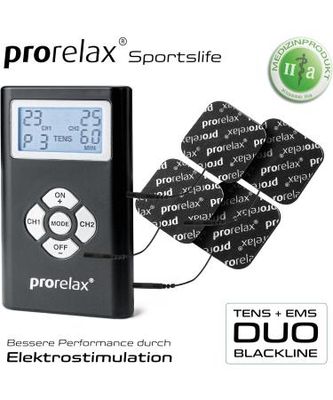Prorelax Tens/Ems Duo Blackline | Electrotherapy Device for Chronic Pain & Muscle Building | Dual Therapy Massage Device for Tension Relief - Buy Online on GoSupps.com