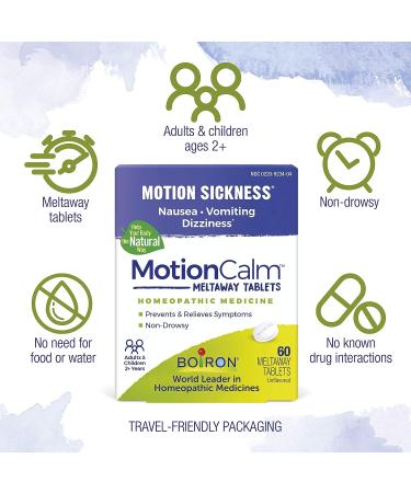 Boiron MotionCalm Relief for Nausea, Vomiting, Dizziness | Non-Drowsy | 60 Count - Travel, Rides, Video Games - Pack of 1 - Buy Online on GoSupps.com