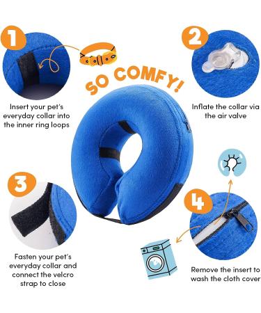 BENCMATE Inflatable Recovery Collar for Dogs & Cats - Medium Blue, Neck 8-12 - Soft Pet Cone that Doesn't Block Vision - Buy Online on GoSupps.com