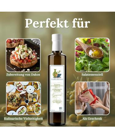  TOPLOUSIO TOPLOUSIO Extra Virgin Olive Oil 500 ml | 100% Koroneiki from Greece | Cold-pressed within 24 hours | Mild & Fruity Taste | From - Buy Online on GoSupps.com