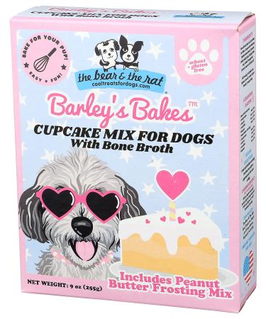 The Bear and The Rat Dog Cake | Cupcake Mix for Dogs, Bone Broth Flavor, 9 Ounce, Peanut Butter Frosting, Wheat Free, Gluten Free, Real Food Ingredients, Made in the USA, Birthday Dog