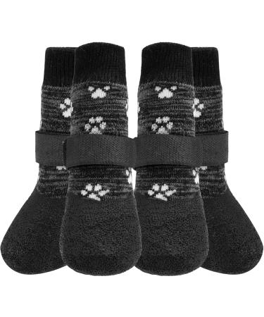 Cooltail non-slip dog socks-outdoor dog shoes Waterproof dog shoes Pfot protection with belt traction control for hardwood floors dark gray large