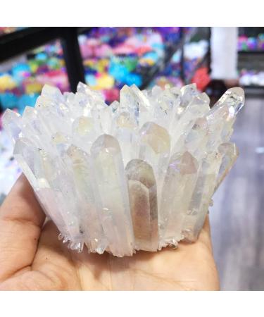 Natural Quartz Crystal Natural White Angel Crystal Cluster Electroplating Titanium Coating Quartz Cluster Stone Home Office Decor ningxiao 500-600g - Buy Online on GoSupps.com