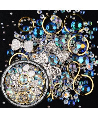 6 Wheels Mixed Sparkle Nail Art Rhinestones, Diamonds, Crystals, Butterfly Beads, Pearls, Studs, Gems, Rivets & Charms Kit - Buy Online on GoSupps.com