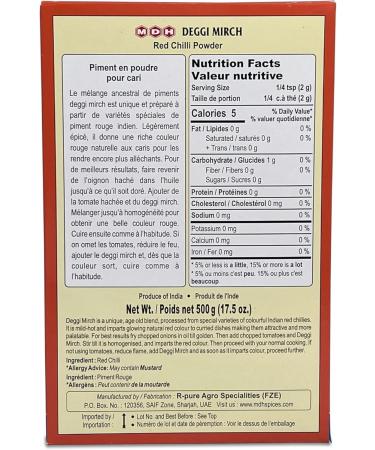 MDH Deggi Mirch 500g Chilli Powder (Lal Mirchi) Ground Indian Spice All Natural Salt-Free Vegan Non-GMO for Hot Taste - Buy Online on GoSupps.com