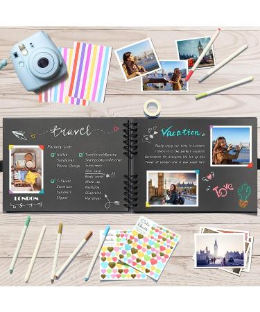 11x8 inch Scrapbook Photo Album, Hardcover Memory Book with 80 Black Craft Paper Pages - DIY Handmade Scrapbooking Kit for Wedding, Anniversary, Graduation, Traveling, Baby Shower - Black - Buy Online on GoSupps.com