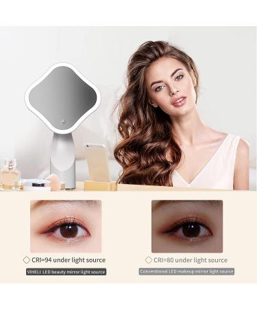 VIHELI LED Makeup Mirror with Light | Portable USB Rechargeable Vanity Mirror - Touch Screen Dimming (White) - Buy Online on GoSupps.com
