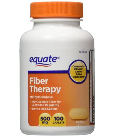 Equate Fiber Therapy For Regularity Fiber Supplement Caplets 500mg 100-Count Bottle