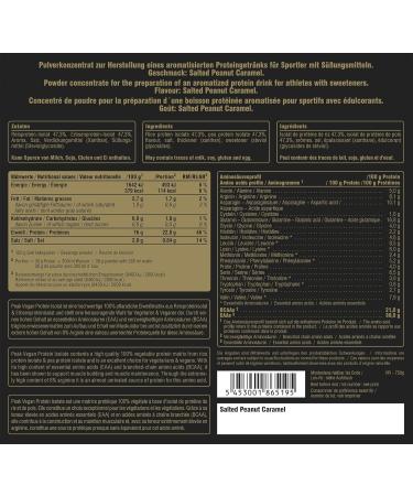 Peak Vegan Protein Isolate 750g - Salted Peanut Caramel Flavor | 25 Portions | Non-GMO Plant-Based Muscle Building Powder with Stevia - Buy Online on GoSupps.com