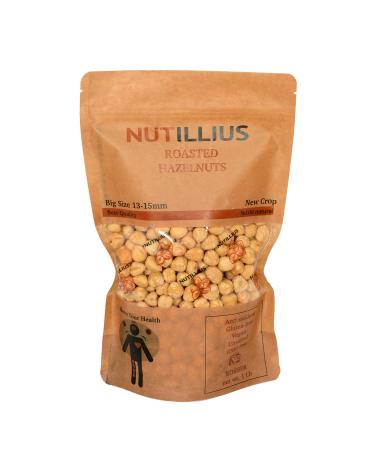NUTILLIUS - Premium Quality 1Lb Roasted Hazelnut, Resealable Bag, Gluten Free, Vegan, Unsalted, Gmo Free, Kosher Certified, Healthy Snack, 13-15mm Size