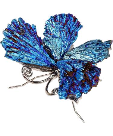 Natural Stone Crystal Ornament - Natural Butterfly Pendant with Crystal | Natural Crystal Stone Charm Smooth Polished Gemstone Charm for Parties Silver - Buy Online on GoSupps.com