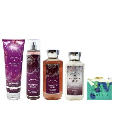 Bath & Body Works Prismatic Stars Deluxe Gift Set - Body Cream Fragrance Mist Body Wash and Body Lotion - with an Aloe Vera Bar Soap - Full Size